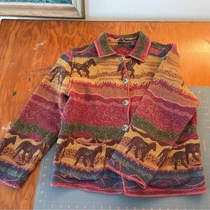 100% Cotton Jane Ashley Red and Green Horse Jacket